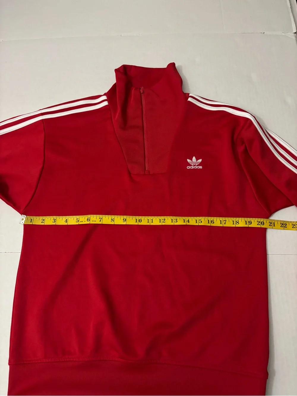 Adidas Funnelneck Track Top Red Pullover Three Stripe Mens Size S